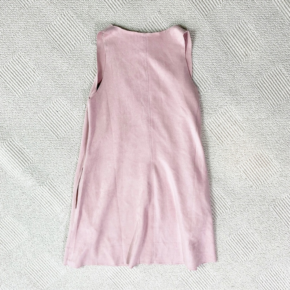 Windsor Pink Suede V Neck Dress w pockets on side - Picture 5 of 7